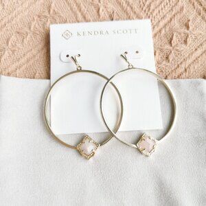 - Elberta Rose Quartz Hoop Earrings Gold